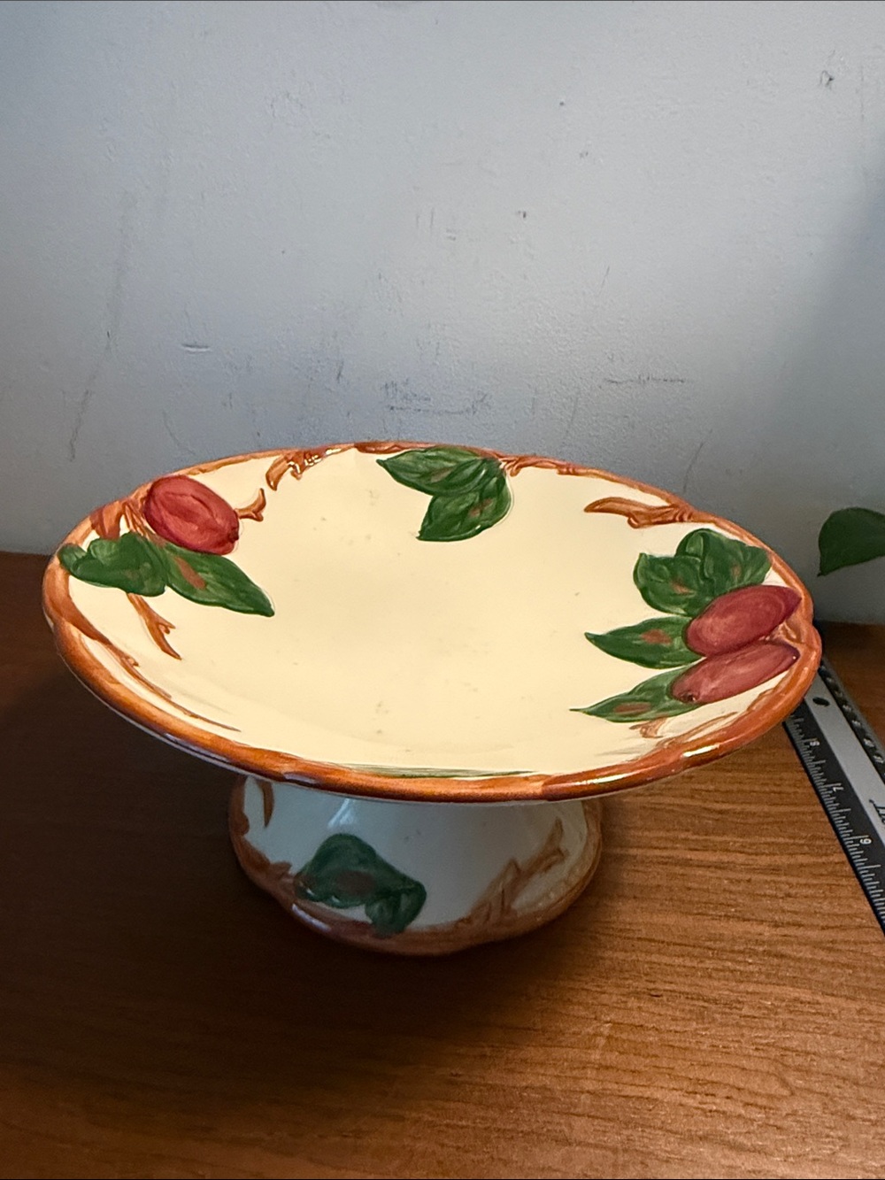 Vintage Franciscan Pedestal Compote Footed Plate “APPLE” Made USA 8” X 3.5”